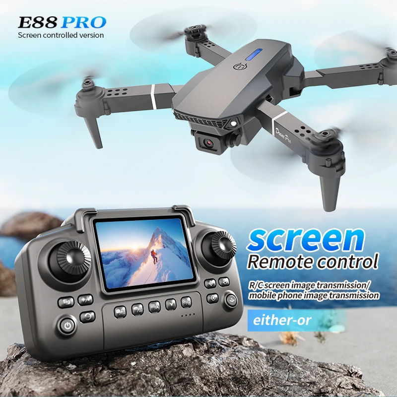 Drone Camera Wide Angle - Profesyonel E88 PRO Drone, Ekranlı 8K